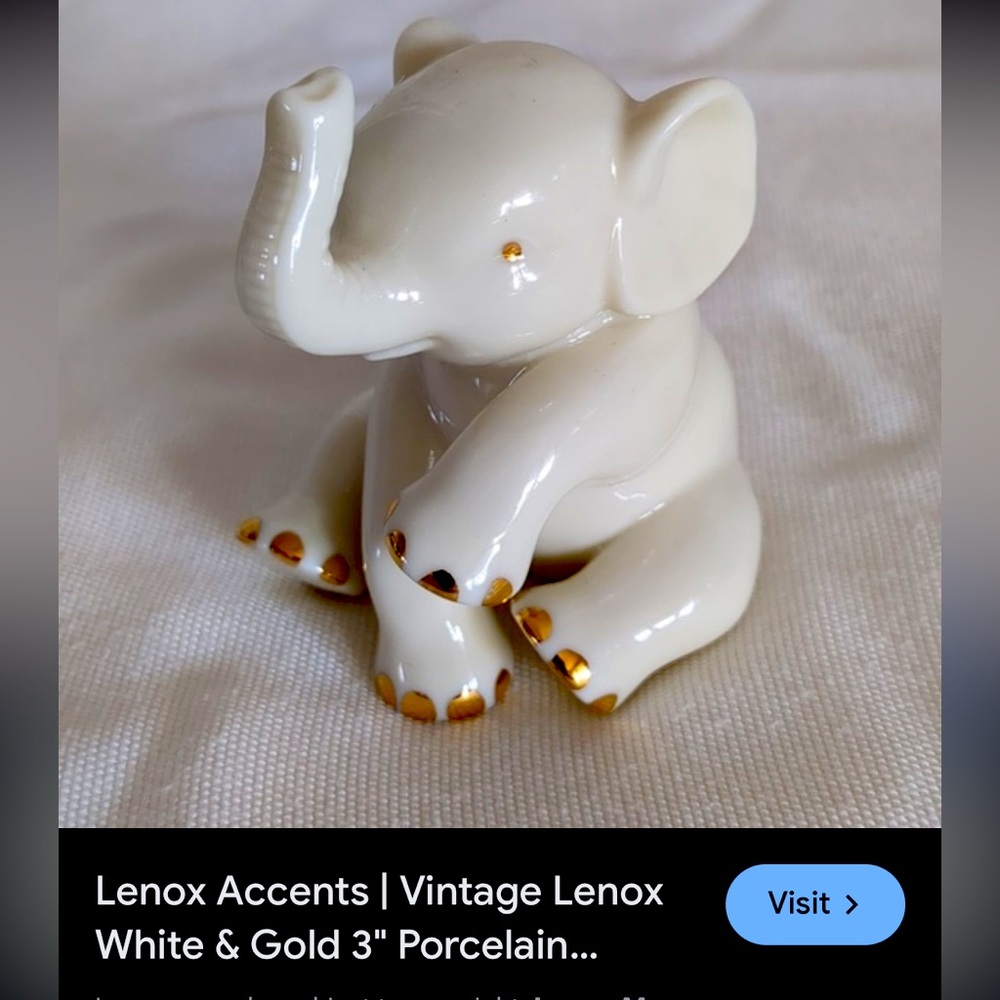 Adorable Vintage Lenox white/gold elephant!!